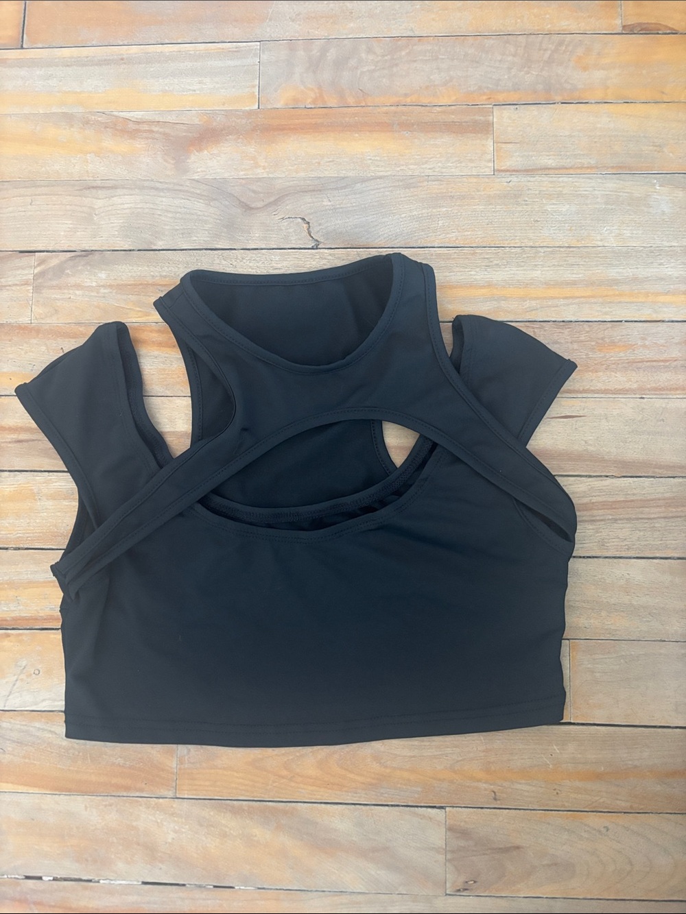 SHEIN Black Double-Layer Cutout Crop Tank